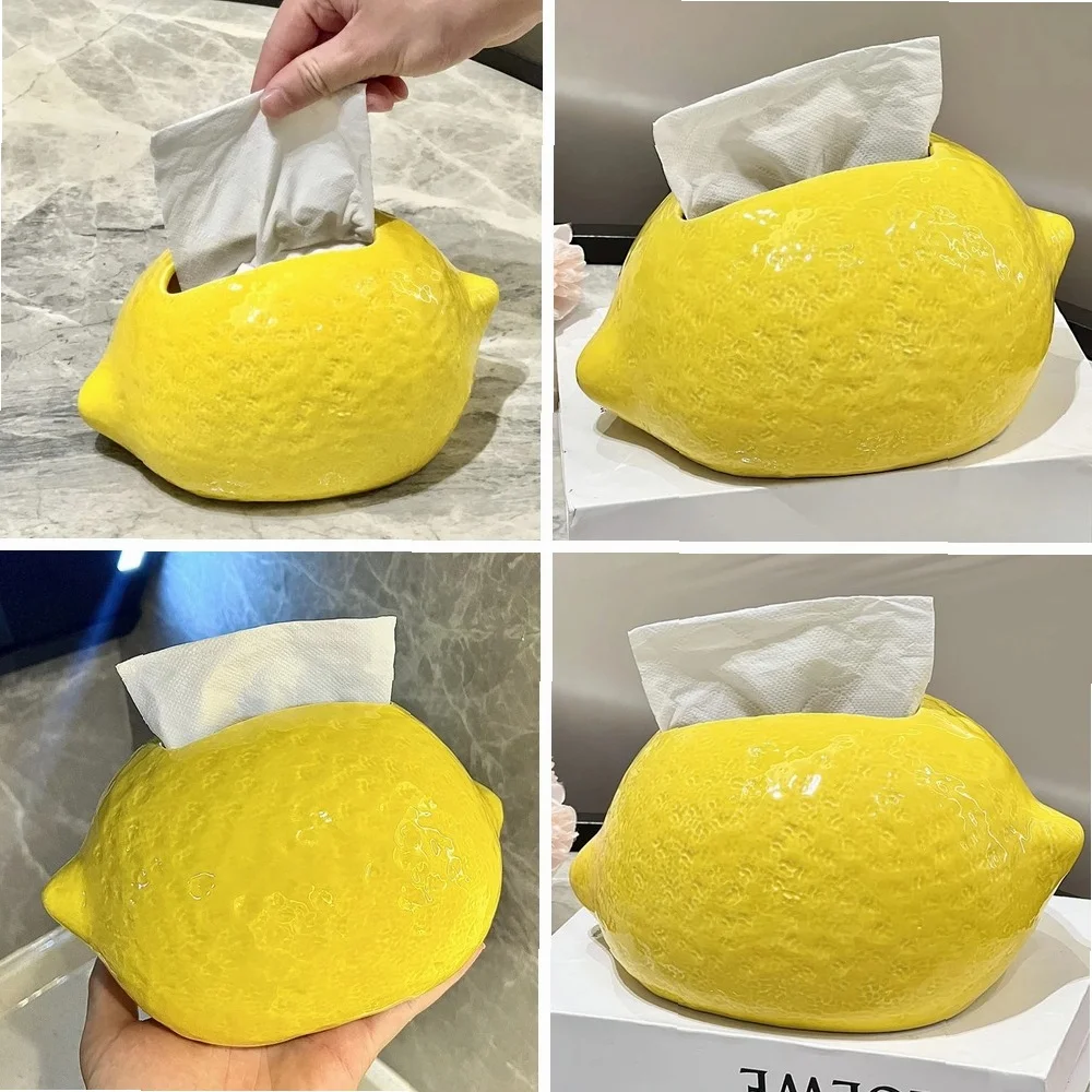

Modern Ceramic Lemon Tissue Box Holder, Creative Desktop Decor & Napkin Storage for Home Decoration Accessories