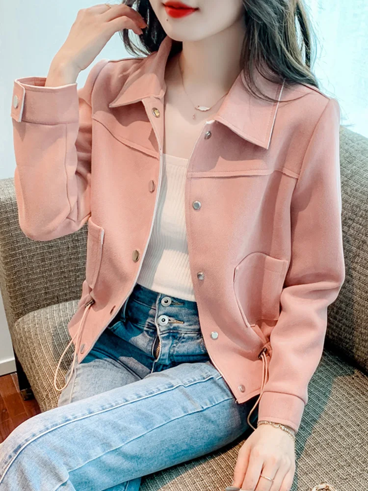 

Slimming Short Coat Jacket Women's Spring Autumn Waist-Cinching Stylish Sweet Fit Versatile Short Top Button Design Straight ...