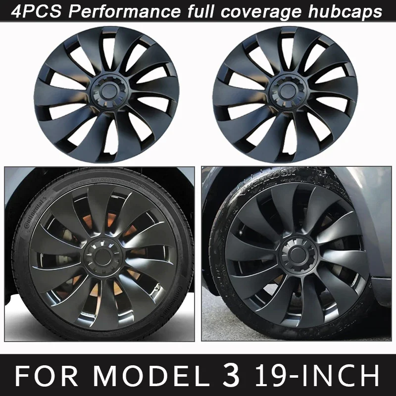 

4PCS Hub Cap for Tesla Model 3 19-Inch Wheel Cap Performance Replacement Automobile Hubcap Full Rim Cover Accessories 2017-2023