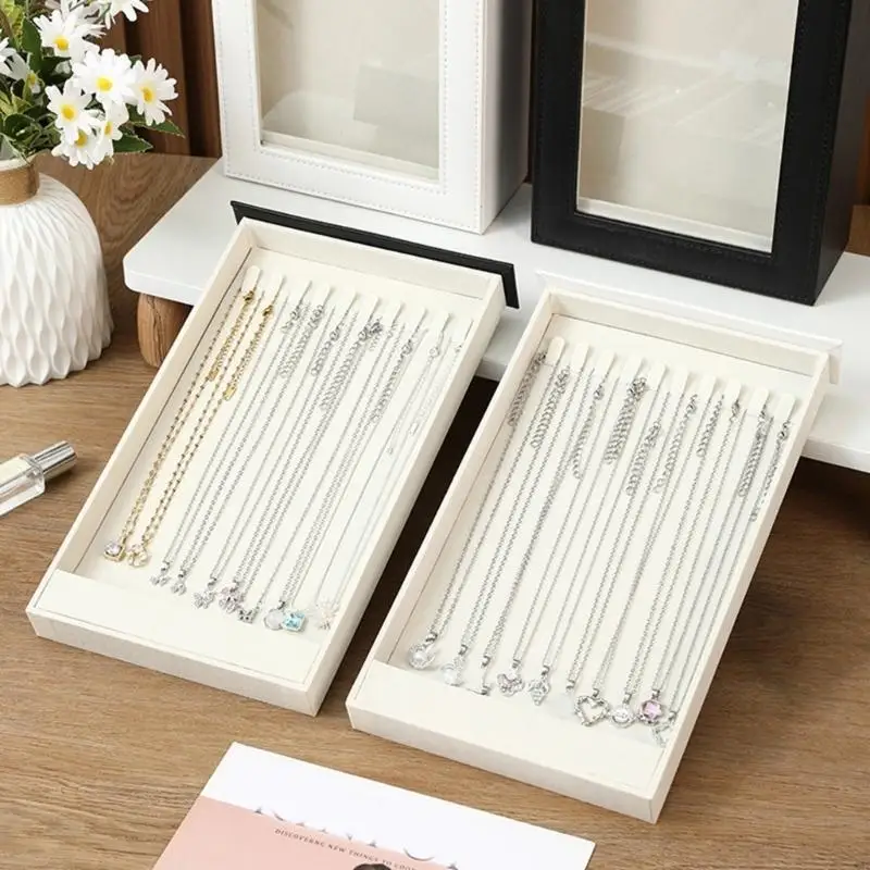  Jewelry Display Box for Necklaces, Double Sided 20-Hook Storage Case with Clear Window for Home Storage Display