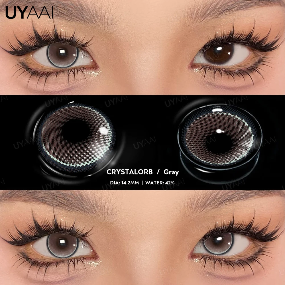 UYAAI Colorful Lenses Korean Fashion Colorcon Gray Colored Pupils for Eyes Big Eye Blue Color Contact Lenses Green Purple Lense