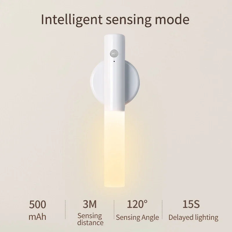Smart Body Sensor Wall Light LED Rechargeable 5V Cylindrical Plastic Lantern Outdoor Portable Motion Sensor Night Light