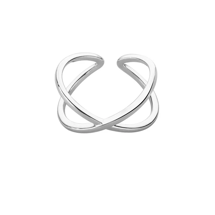 925 Sterling Silver Overlapping Geometry Stackable Rings, Elegant Gift