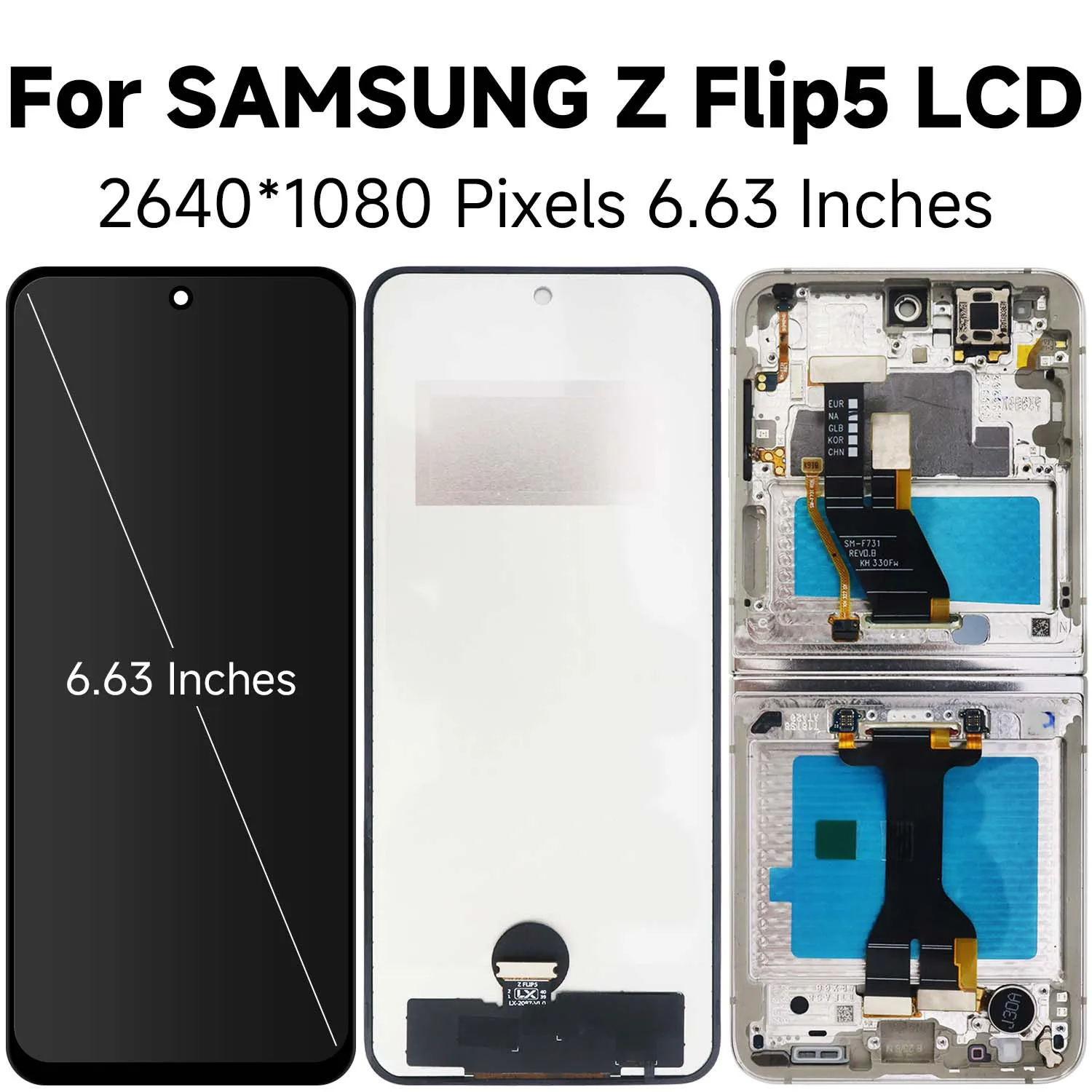 삼성 Z 플립 5 SM-F731B SM-F731U SM-F731F 디스플레이 터치 스크린 디지타이저 어셈블리 프레임 포함