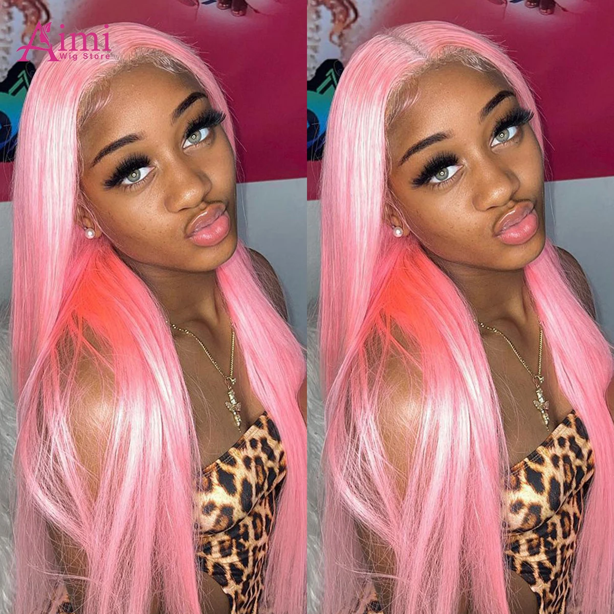 Wig Rambut Manusia Lurus HD Lace Front 13x4 Pink 30 Inch 200 Density Tinggi Wig Frontal HD 13x4 Wig Berwarna Rambut Manusia Untuk Wanita