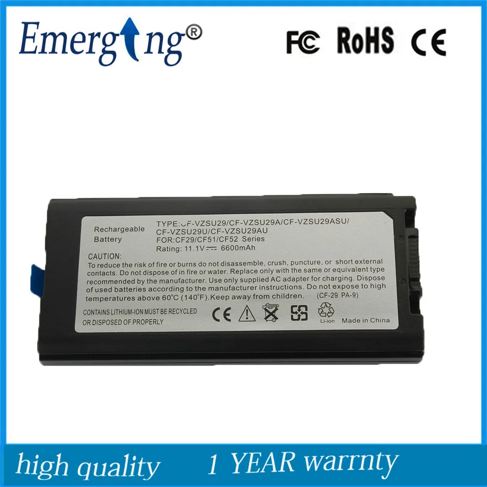 11.1V 6600mAh CF-29 Laptop Battery for PANASONIC CF-VZSU29 CF-29A CF-51 CF-52 Toughbook-51