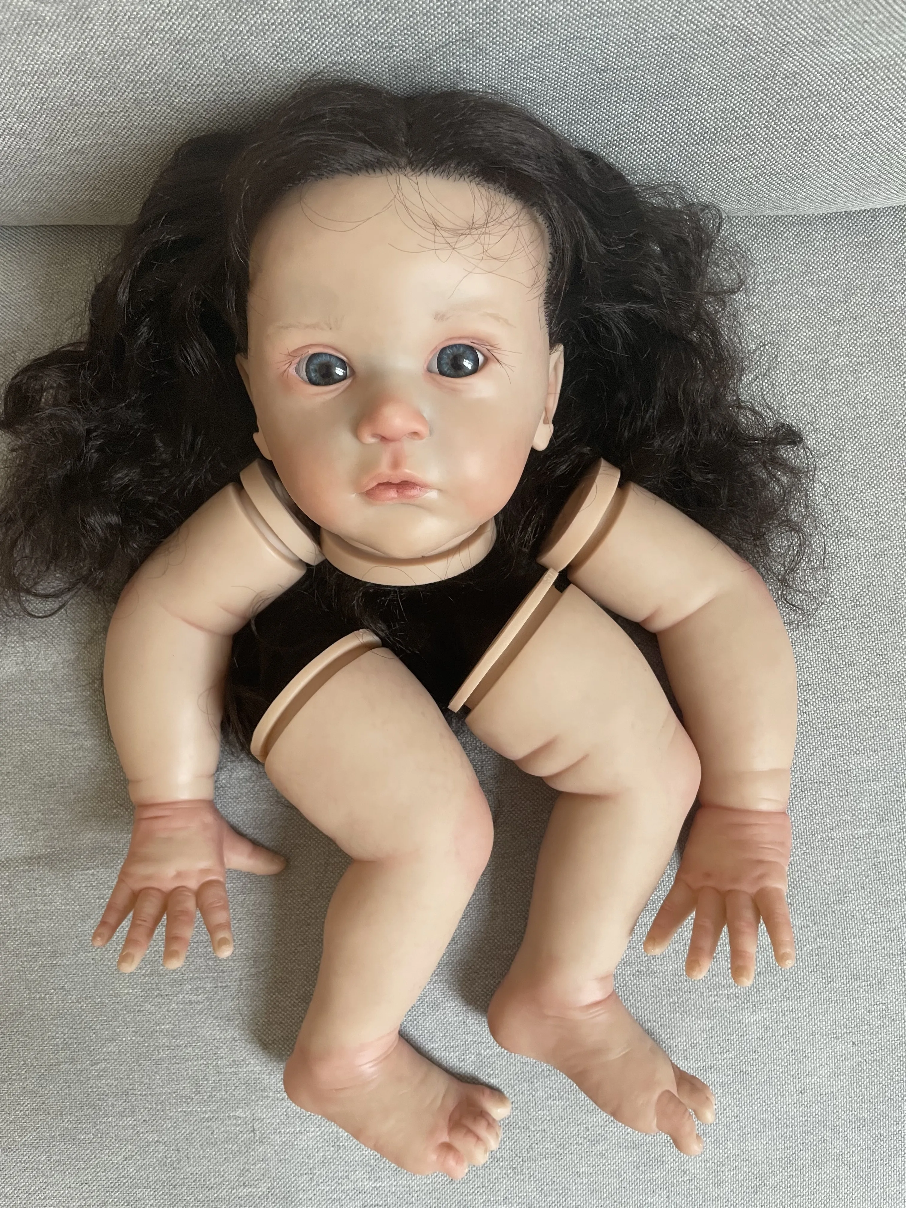 

Artist Painted Kit Reborn Baby Doll Mattia 24''With Hand-Rooted Hair Unaseembled Kit With Cloth Body Toys For Children