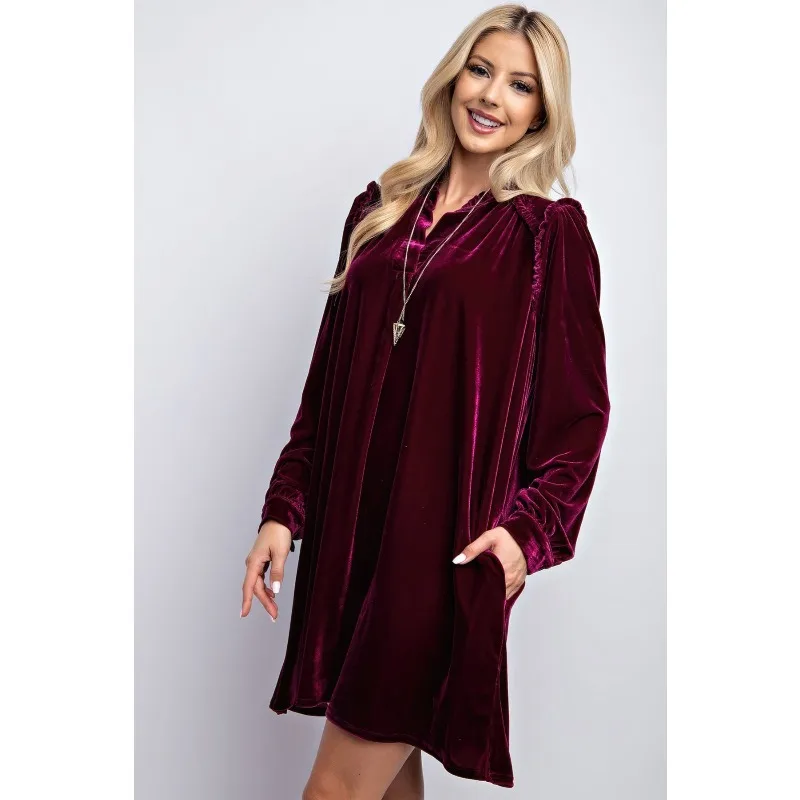 Women's Spring and Autumn Top Dress Solid Color Straight Cut Velvet Retro Simple Comfortable Loose Casual Niche Versatile Skinny