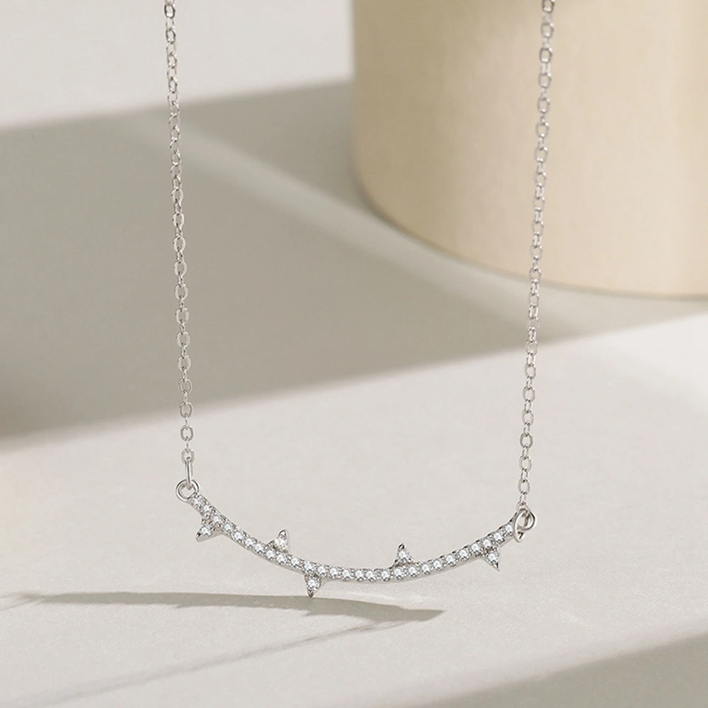 PuBang Fine Jewelry 925 Sterling Silver High Carbon Diamond Simple Smile Pendant Necklace for Women Engagement Gift FreeShipping