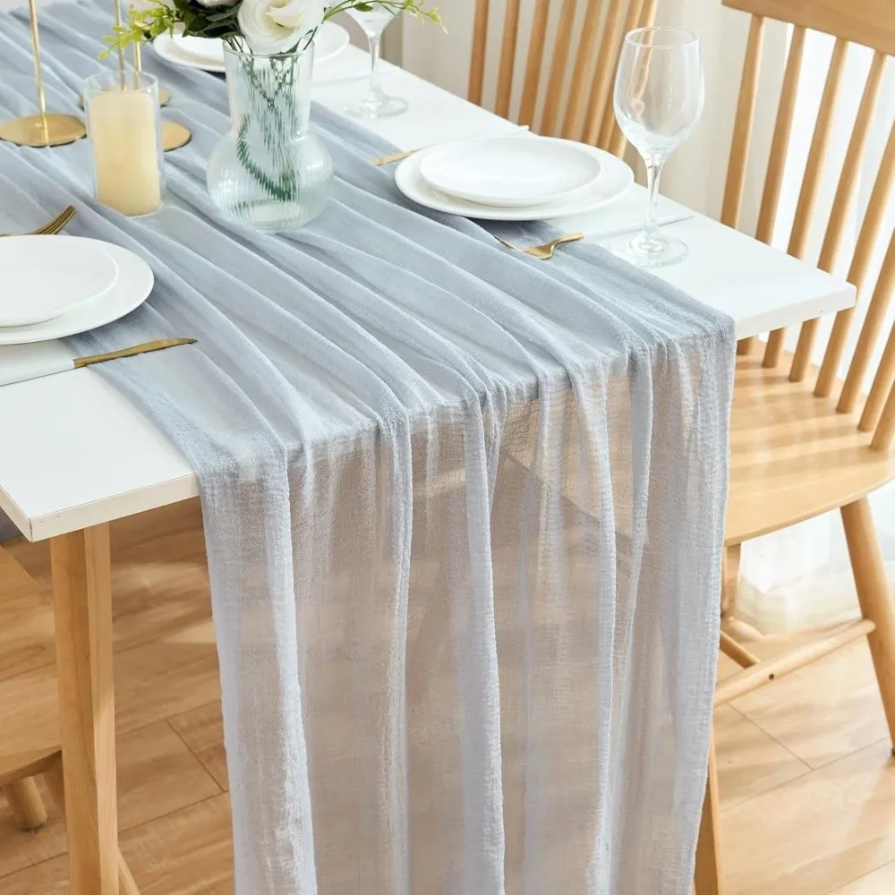 Vintage Table Runners Pleated Fabric Seersucker Cheesecloth Table Setting Rustic Country Multi-color Wedding Decoration