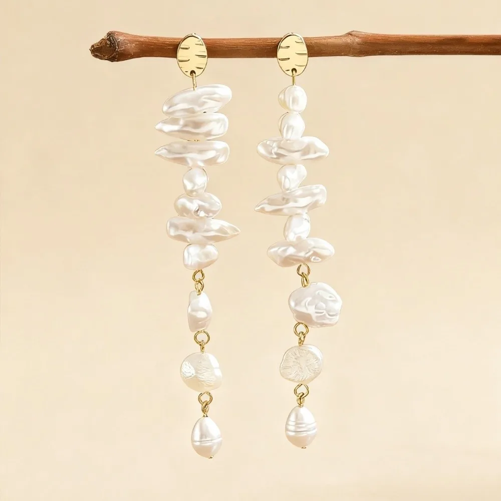 Fashion Vintage Faux Pearl Jewelry Elegant Stacked Christmas Tree Necklace Charming Unique Dangle Pendant Earrings Women