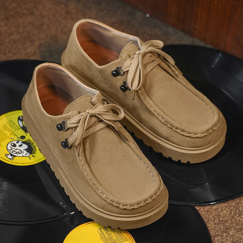 

Men's wide toe barefoot shoes classic retro casual shoes lightweight outdoor sports walking shoes khaki thick soled work shoes