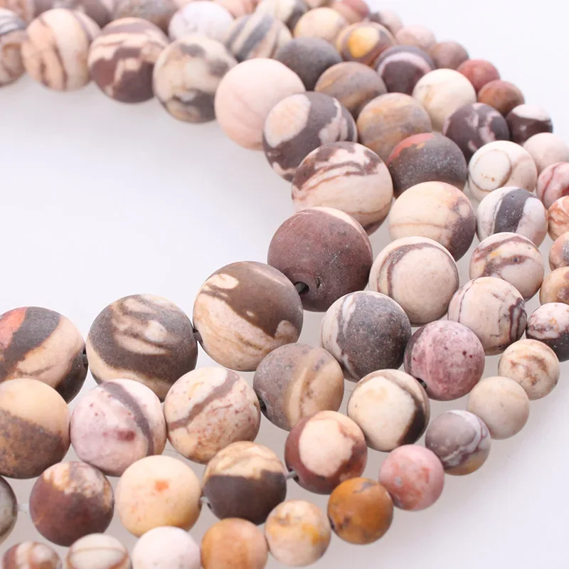 

Natural Stone Matte Australia Zebra Stone Frosted Round Loose Beads 4 6 8 10 12mm For Bracelets Necklace Diy Jewelry Making