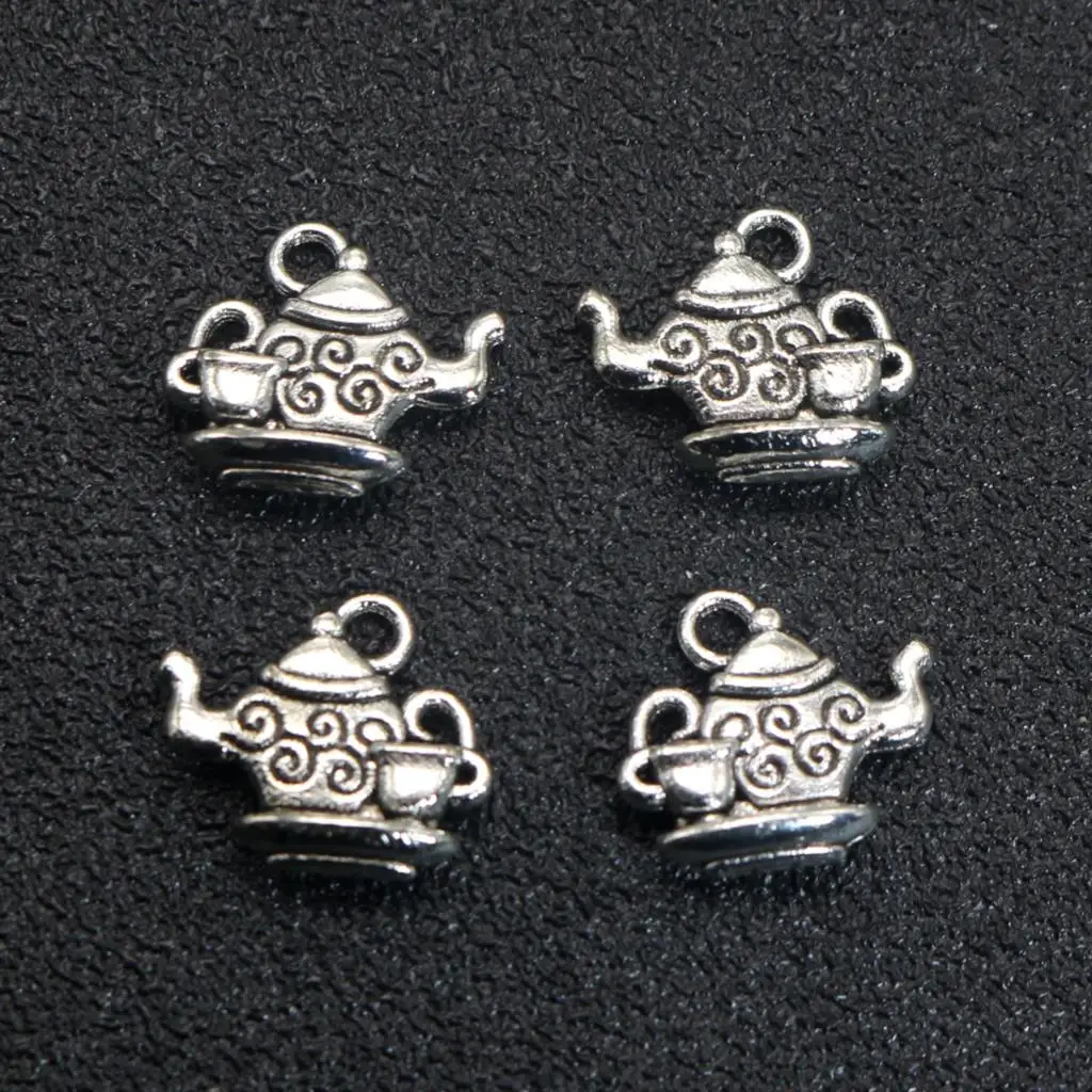 25 Tibet Silber Legierung Teekanne Tasse Charme Anhänger 18X8mm DIY Ohrring Armband