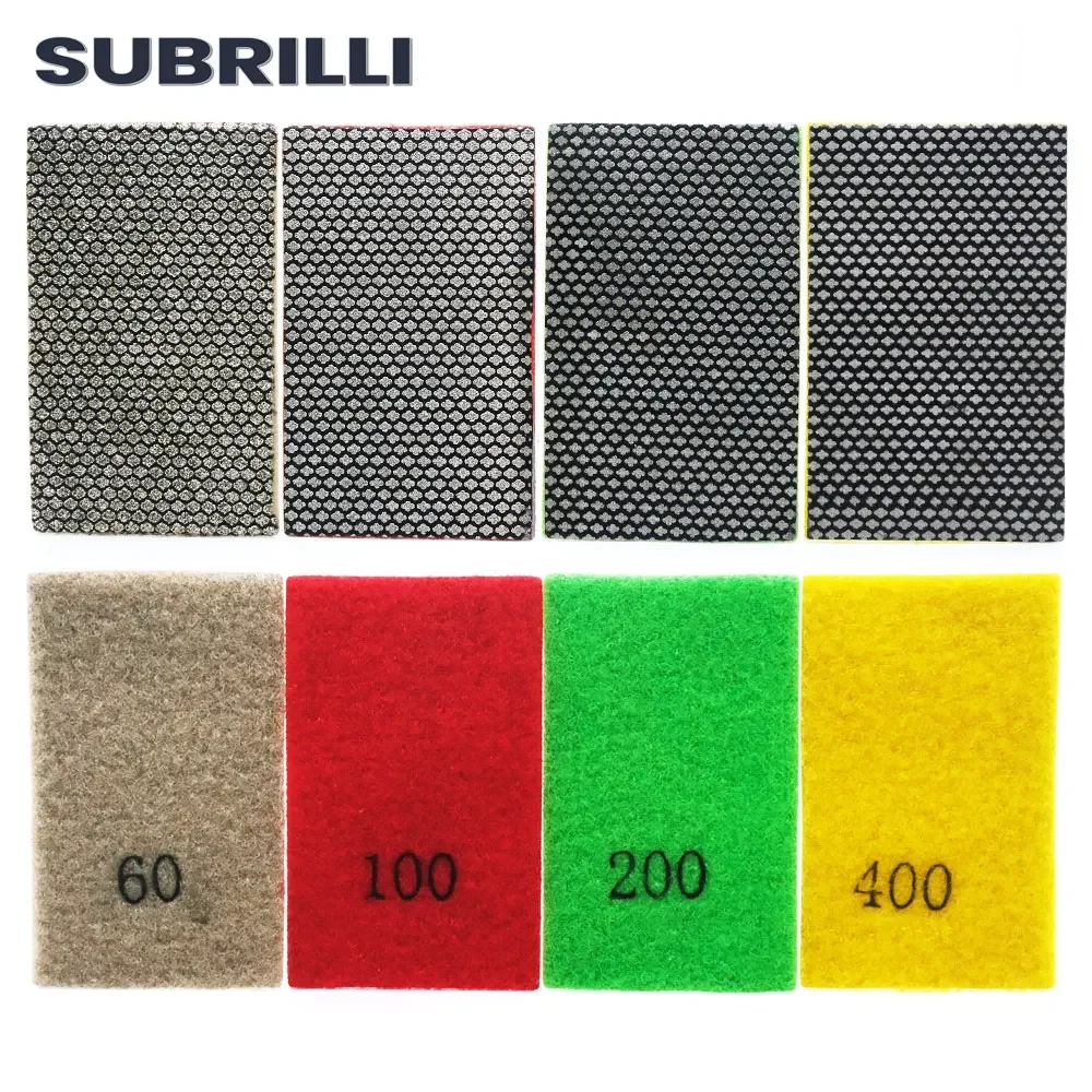 4pcs Electroplated Diamond Hand Polishing Pad Sanding Paper Flexible Dry Wet Polishing Sheet Sand Grinding Paper for Glass Stone