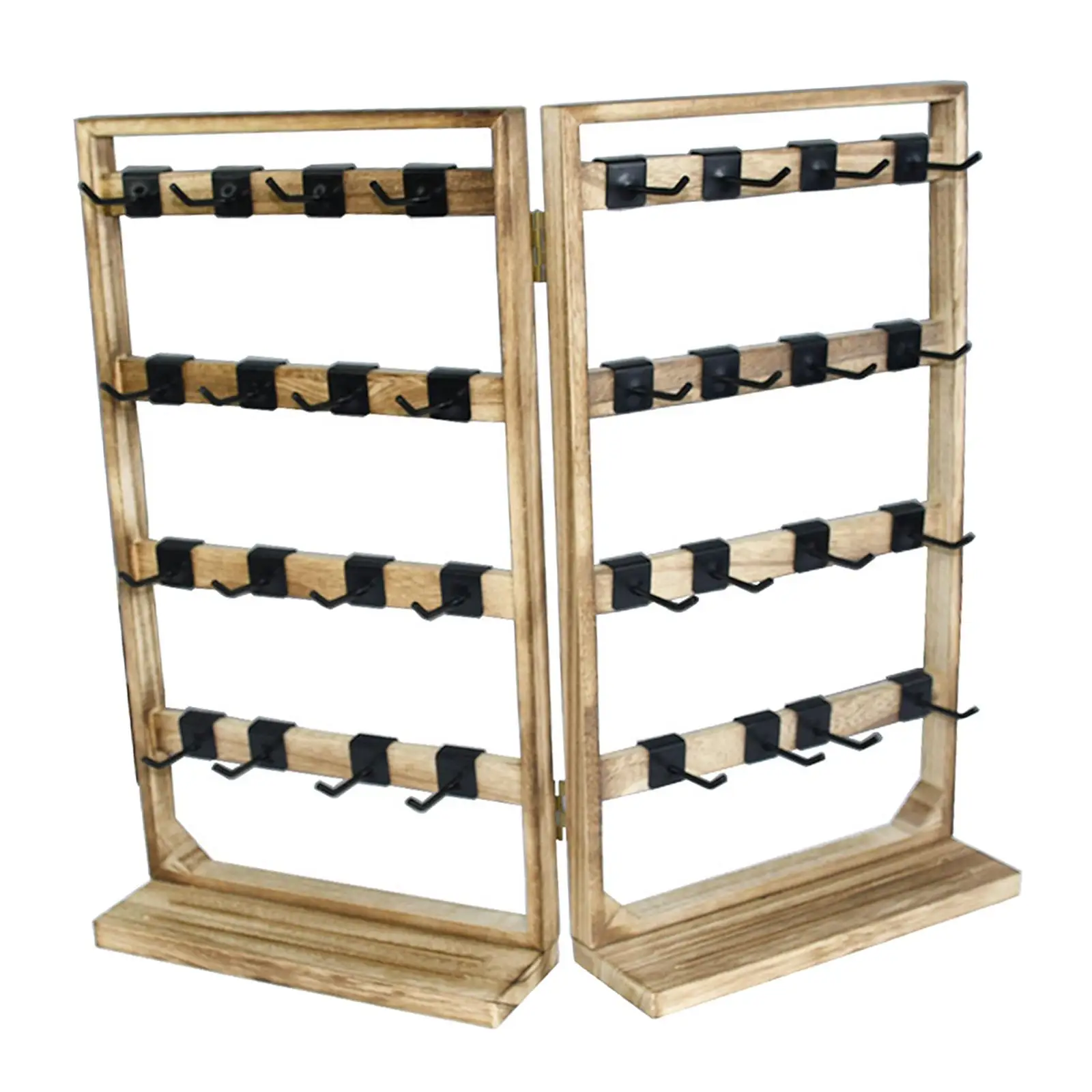 3/4//5/6 Tiers Wooden Earrings Display Stand High Capacity Bracelet Display Holder Rack Necklace Jewelry Organizer for Home