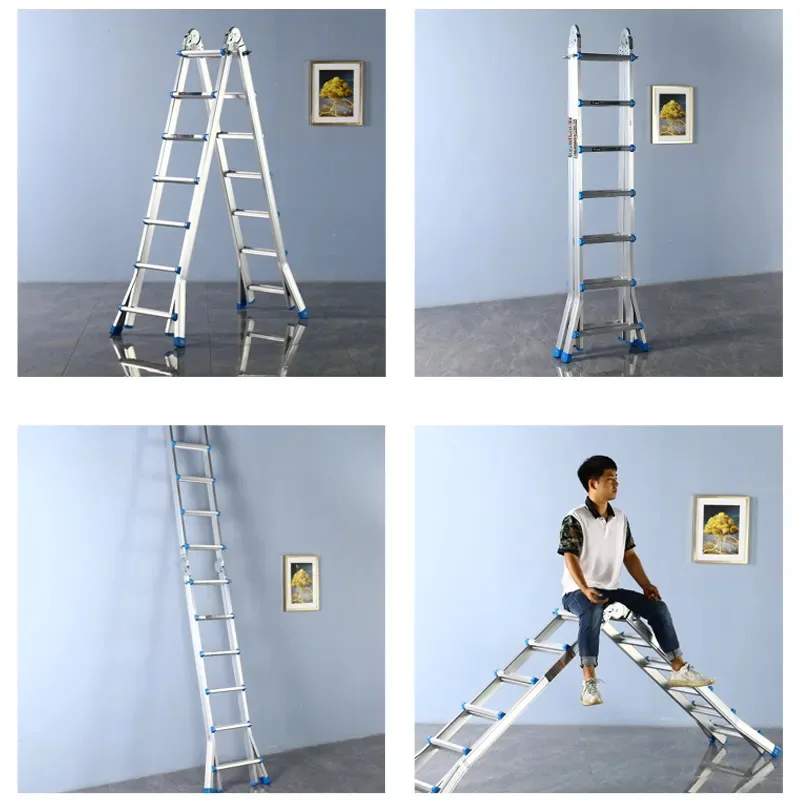 سلم تلسكوبي، مصعد محمول منزلي متعدد الوظائف، سلم هندسي، سلم قابل للطي من سبائك الألومنيوم، سلم متعرج