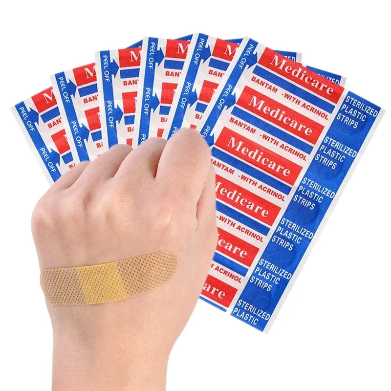 

10/20/40/60pcs Nonwovens Band Aid Patch for First Aid Strips Tape Sticking Plaster Waterproof Woundplast Adhesive Bandages