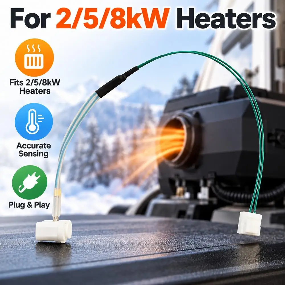 2/5/8KW Car Parking Heater Temperature Sensor Diesel Heater Temperature Sensor Probe Square Connector Standard