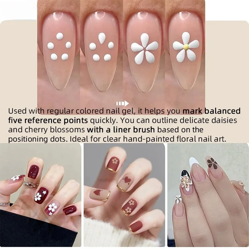 1pcs Multi-purpose Nail Art Dotting Pen 1.8mm Tip Flower Design Rhinestones Pen Glitter Handle 5 Petal Flower Pen DIY Nail Art