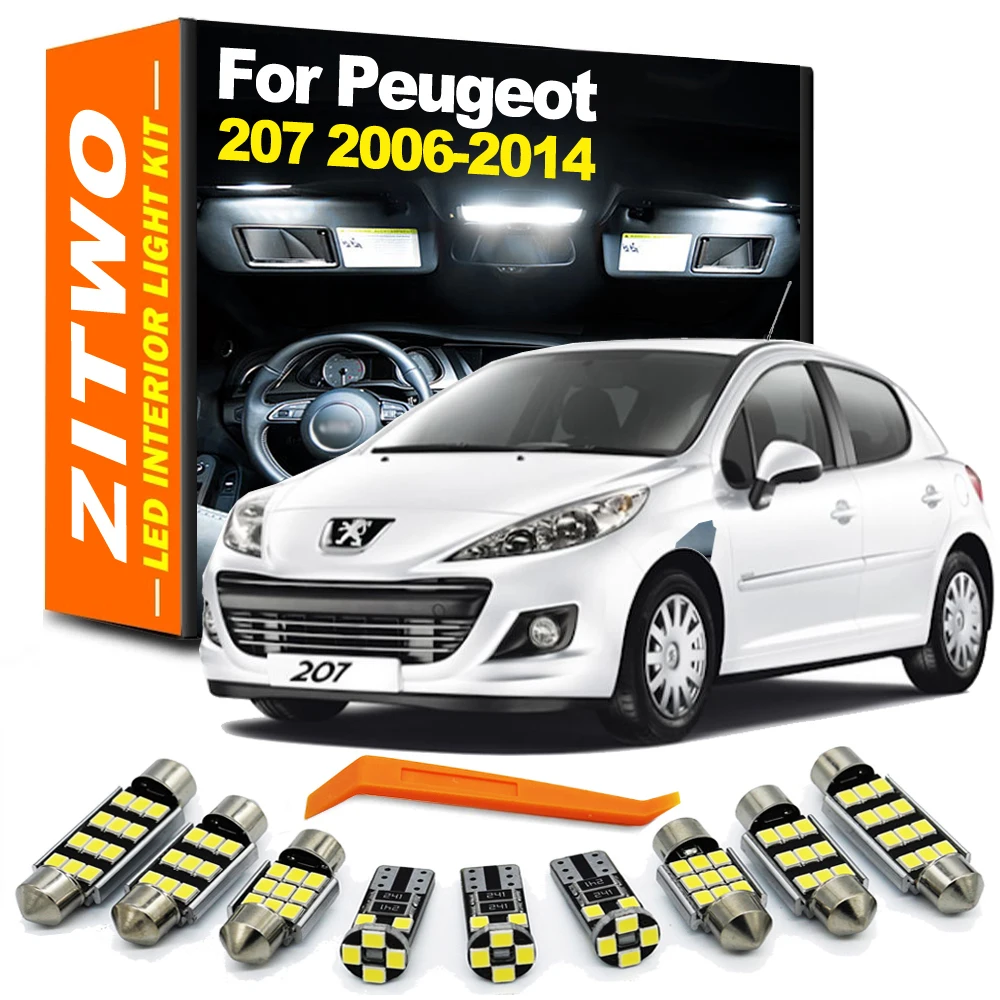 

14Pcs For Peugeot 207 2006 2007 2008 2009 2010 2011 2012 2013 2014 LED Interior Map Light Trunk Courtesy Bulb Sun Visor Lamp Kit