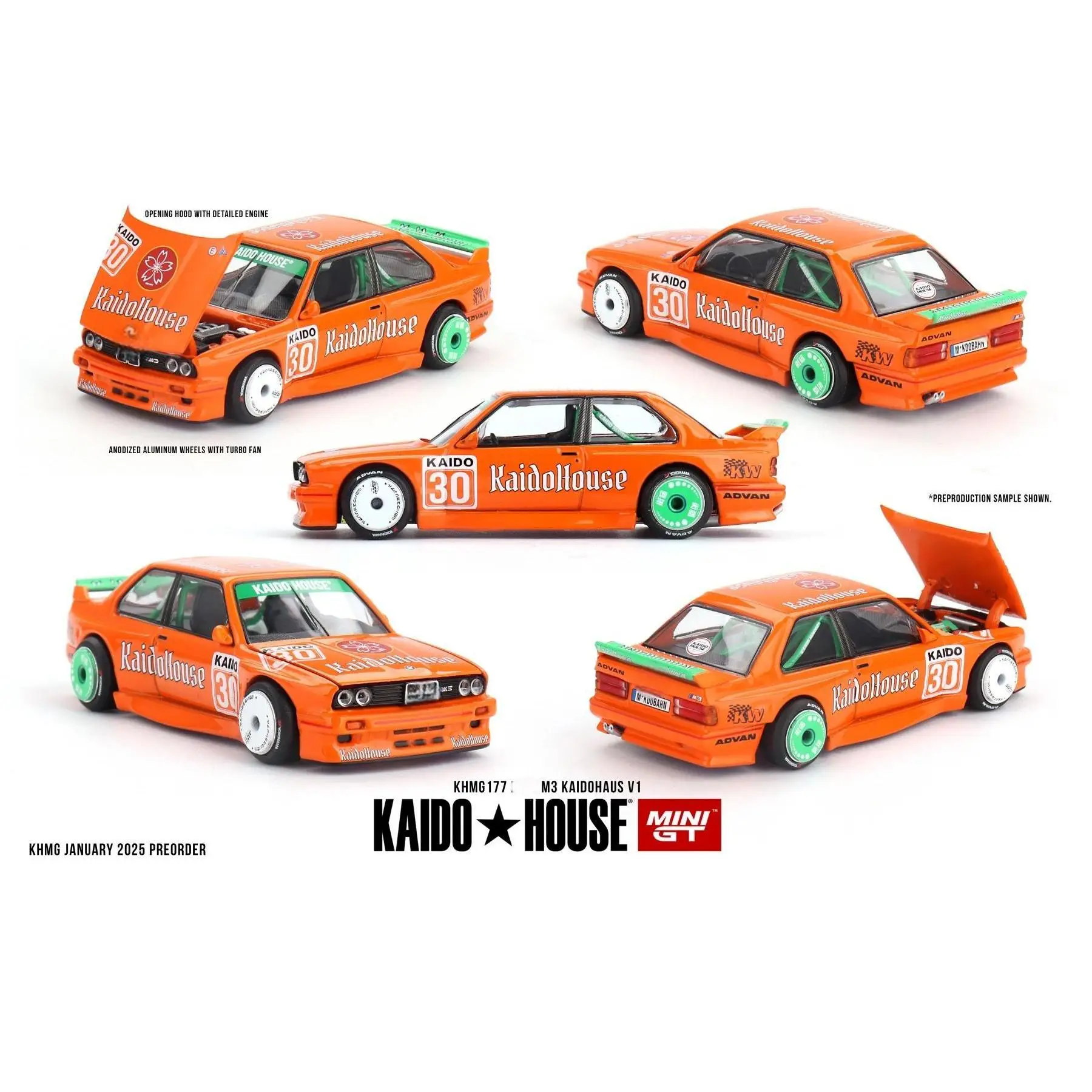 

TSM MINIGT KAIDO HOUSE 1:64 KHMG177 M3 V1 Orange KaidoHaus Die-cast Alloy Car Model Collection Gift