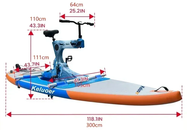 Water Bike Spliceable,PVC Inflatable Load Bearing 150 Kg Drive,SUP Bike Widened Single-Board,for Outdoor Water Sea Lake River