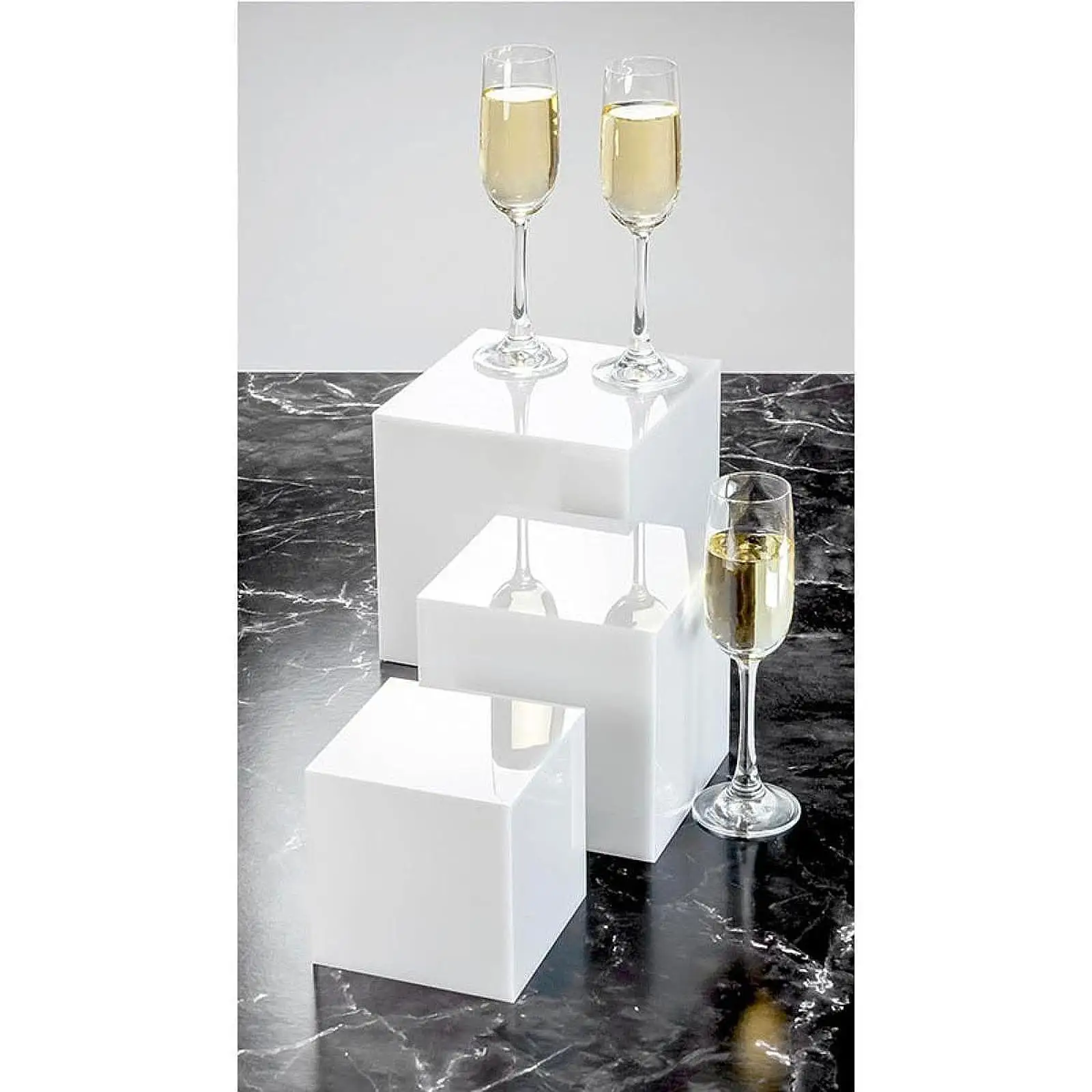 3x Acrylic Cubes for Display White Acrylic Square Food Display Set Buffet Riser for Candy Brunch Small Figurine Wedding Birthday