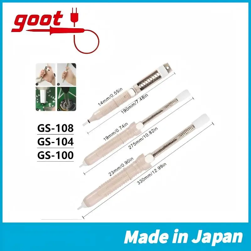 GOOT GS-108/104/100 Manual Tin Suction Pump | Self-Cleaning Nozzle | Lightweight & Powerful | Soldering Maintenance