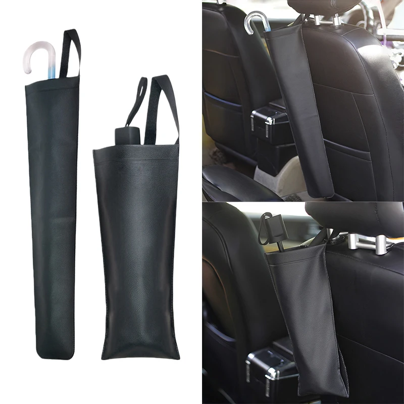 

1pc Faux Leather Umbrella Cover Can Hold 2 Umbrellas Waterproof and Foldable Umbrella Storage Bag Multipurpose Black
