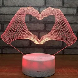 Nighdn Heart LOVE Gesture Night Light 7 Color Changing USB Table Lamp Gift for Women Lover Mother LED Nightlight Room Decor