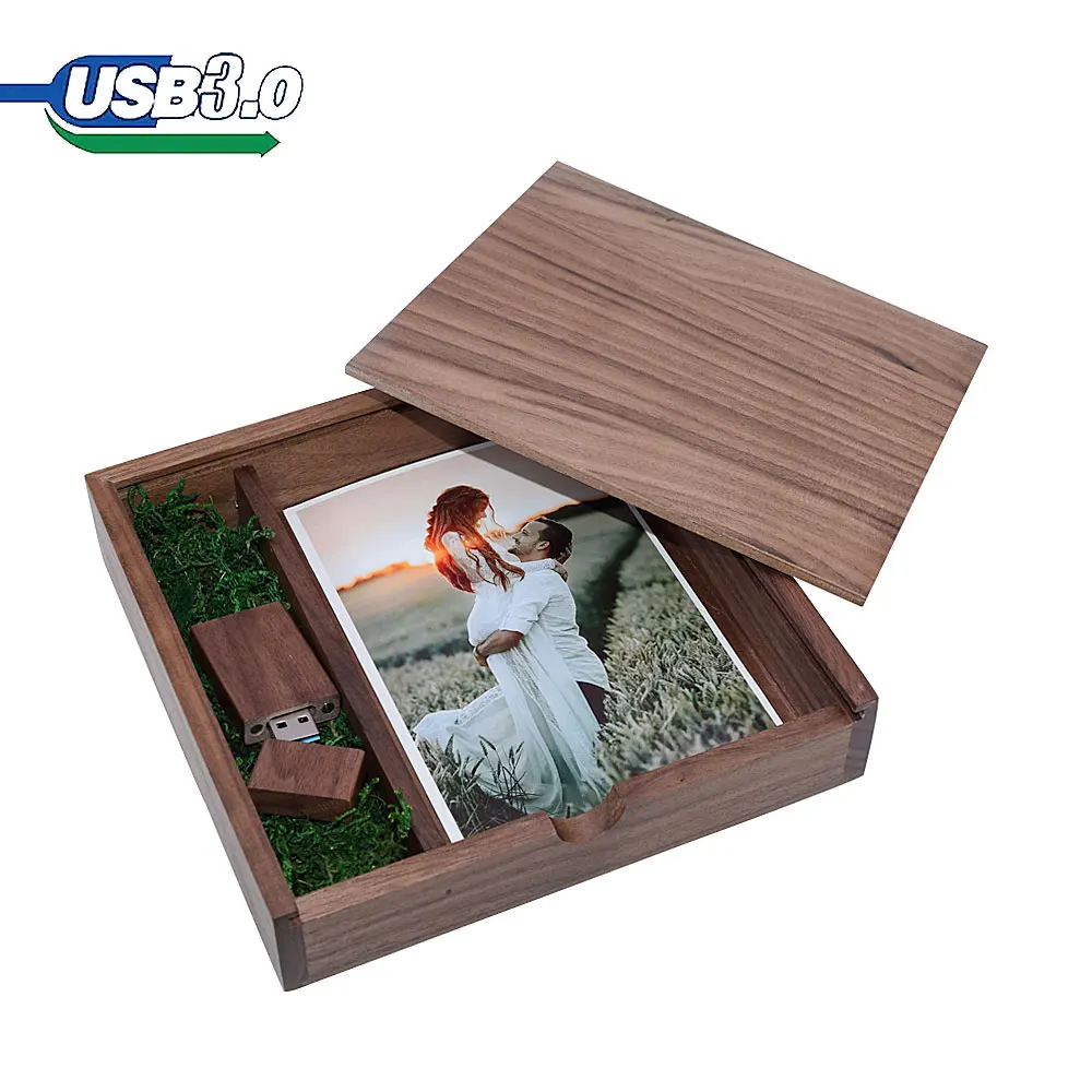 

Wooden USB 3.0 Flash Drive 4G 8G 16G 32G 64GB 128G Wedding Gift Pen Drives Box For 6*4 Memory Stick Photography U Disk