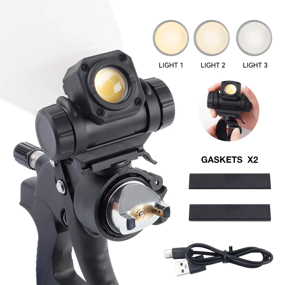 New Car Spray Gun Lighting 3 Colors Adjustable 4.5-7 Hour Runtime  360° Rotating Paint Fill Searchlight Workshop Painting Tool