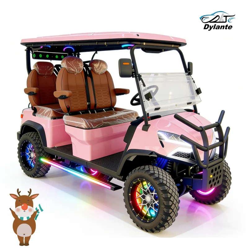 

4-колесный дисковый тормоз 10-дюймовый вертикальный мультимедийный дисплей Внедорожная тележка для гольфа Охотничья 4-местная электрическая тележка для гольфа с литиевой батареей