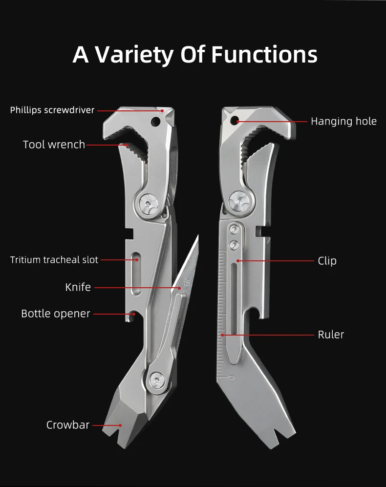 Titanium Alloy TC4 Crowbar EDC Tools Screwdriver Wrench Hand Outdoor Camping Gear EDC Multifunction Tools Gift