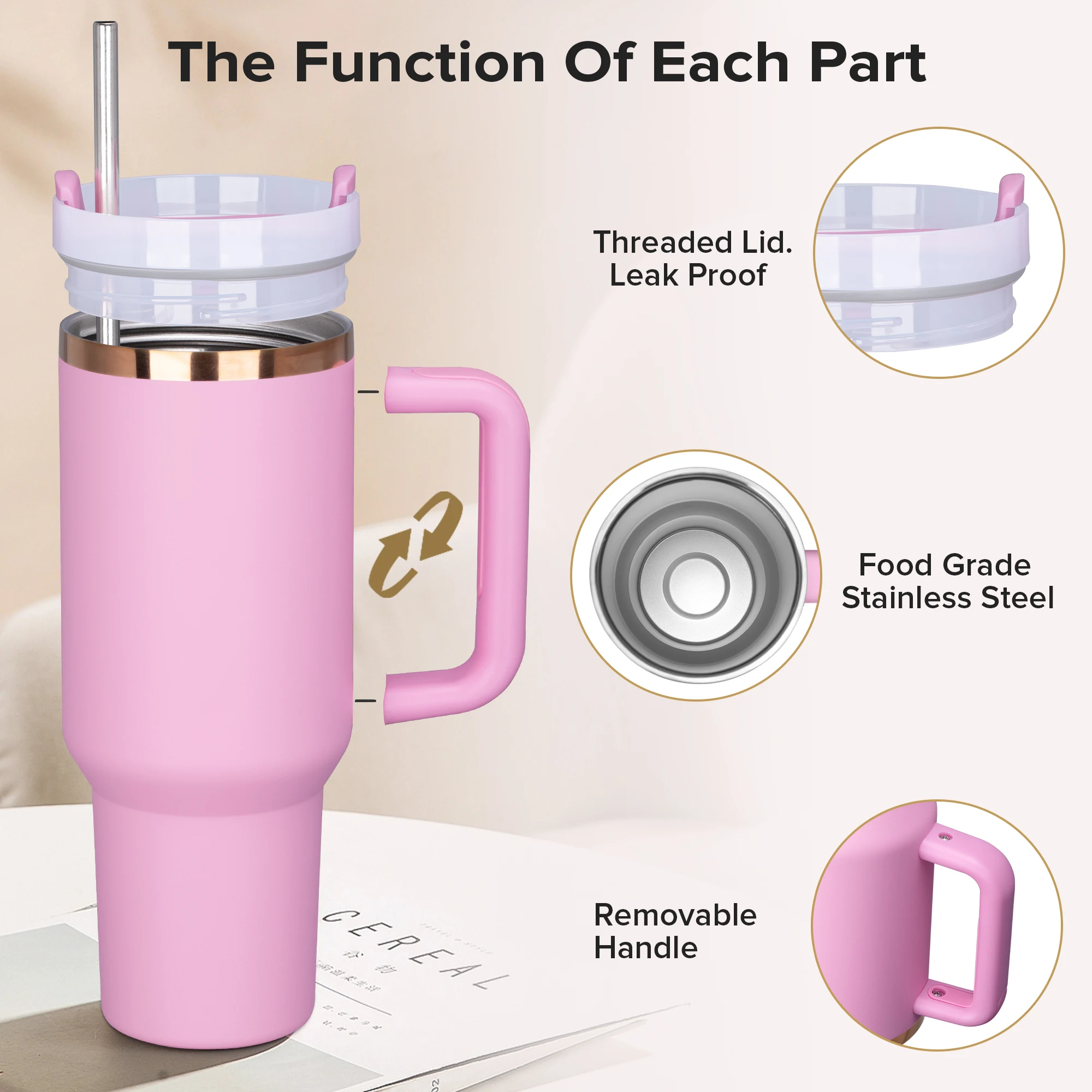 20pcs,40oz Powder Coated Tumbler, With Copper Plated Inner Layer, Lid And Straw,Removable Handle,304 Stainless Steel Double Wall Insulated Cup, For Laser Engraving Hydro Dipping Tumbler