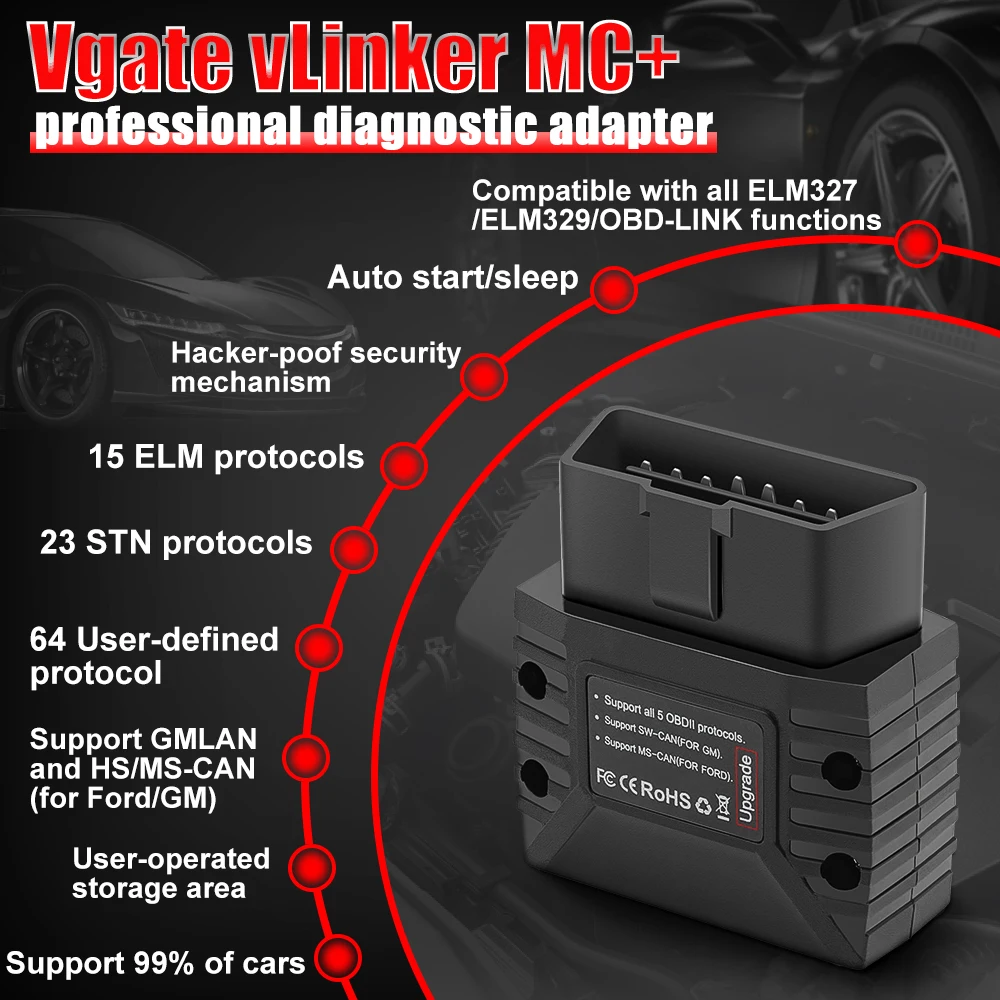 Vgate vLinker MC + MC V2.2 Bluetooth автомобильный OBD сканер автоматические диагностические инструменты для IOS Android сканирующий инструмент PK V1.5 ELM327
