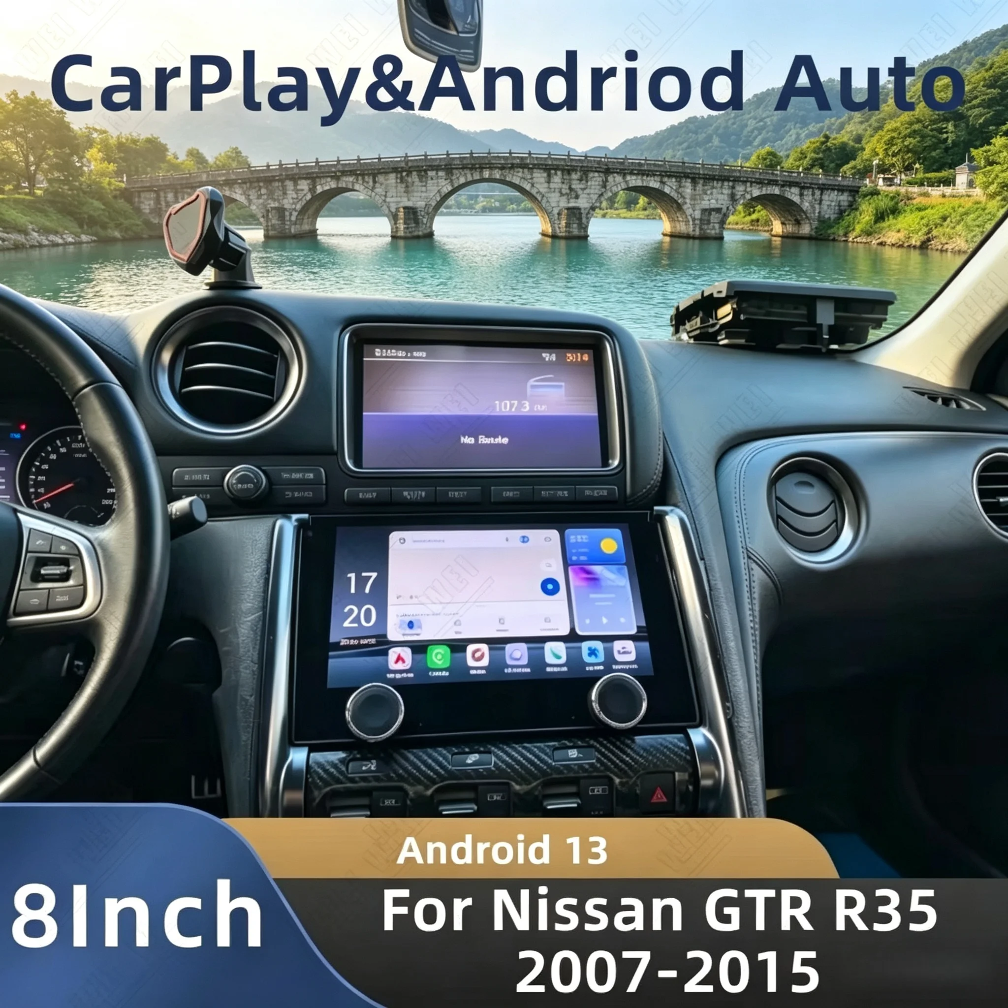 Andriod 13 Auto 8" CarPlay Touch Screen For Nissan GTR R35 2007-2015 Car Radio AC Panel Navi Multimedia Stereo Player Head Unit