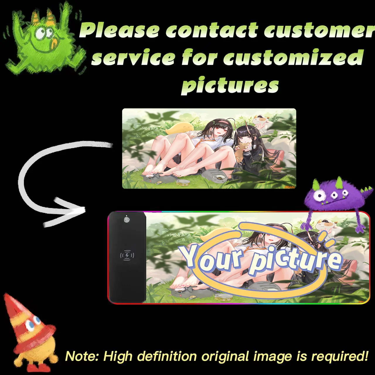 

Коврики для мыши, черные коврики XXL с беспроводной зарядкой, офисные аксессуары, коврики под картинку, игровые мыши