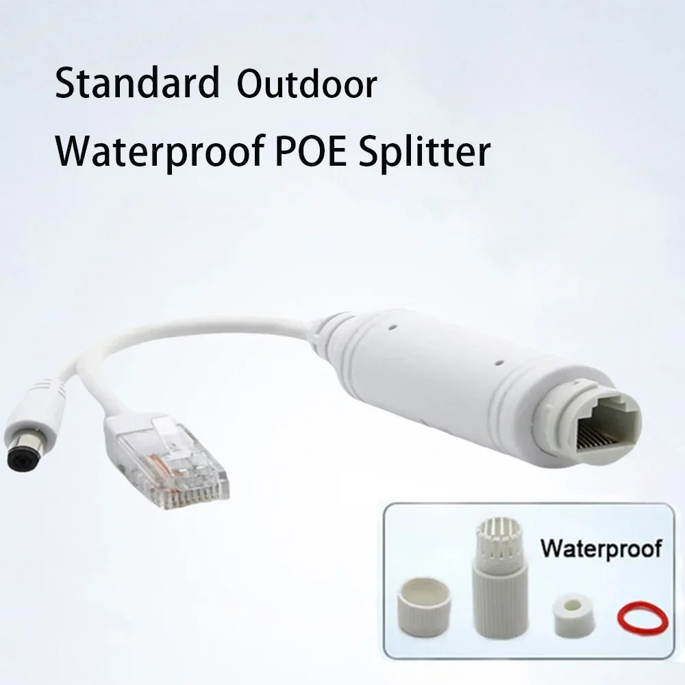 Huitenda-Divisor POE para exteriores, fuente de alimentación impermeable de 12V, 1A/2A, 15,4 W, 48V a 12V, 10/100Mbps, interruptor de cámara ip poe