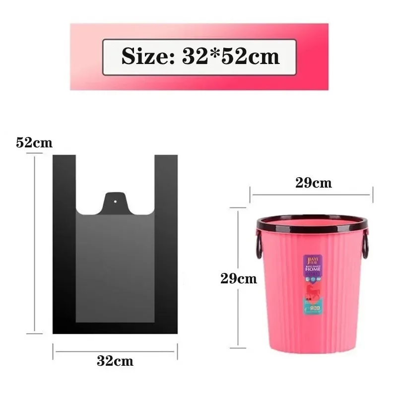 50 PCS  Handle Portable Garbage Bag Thickened Disposable Plastic Bag Trash Bags Waste Bin Rubbish Bags  1 dozen