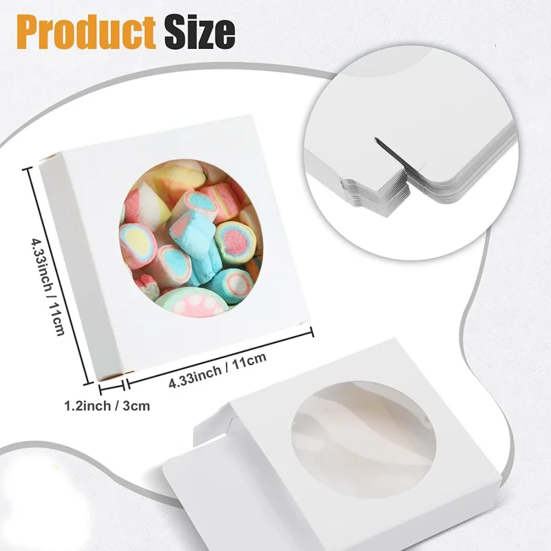 맞춤형 음식 스낵 비누 포장, 발렌타인 데이 선물, 흰색 크래프트 종이, 창이 있는 원형 판지 상자