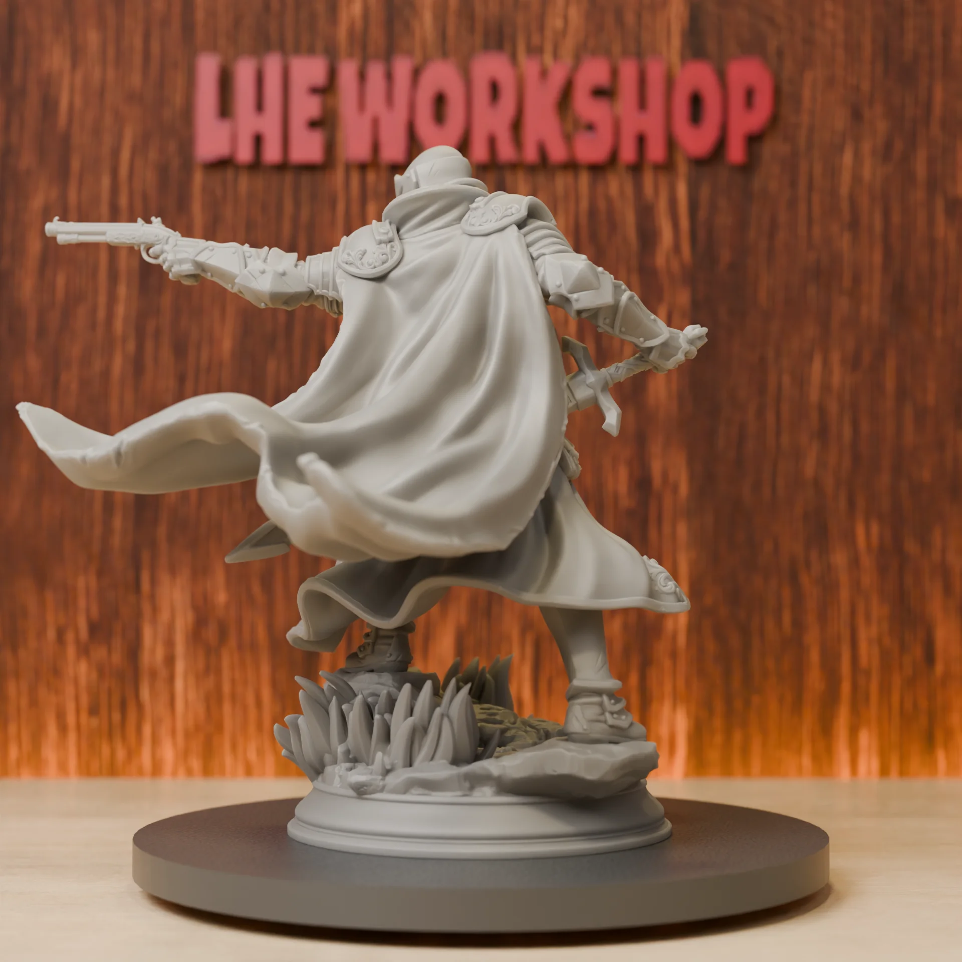 Inquisitor Knight with Flintlock Miniatures | 28mm-75mm | Resin 3D Printed DND Pathfinder Mini | Unpainted Grey