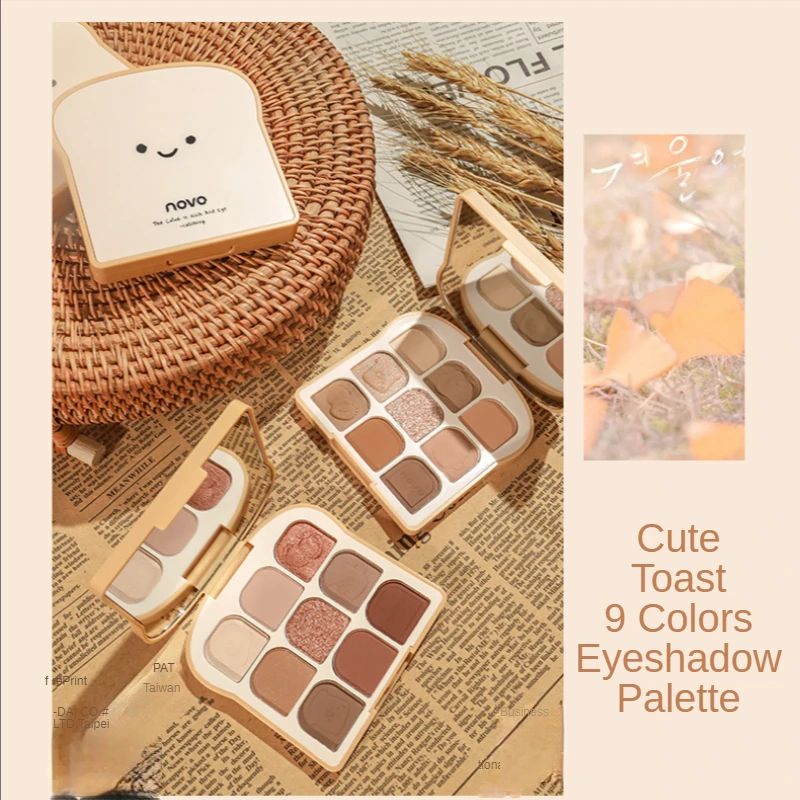 Cute Toast 9colors Pearlescent Eyeshadow Palette Blush Matte Eye Plate Lasting Water Proof Female Cosmetic Makeup Palette Beauty