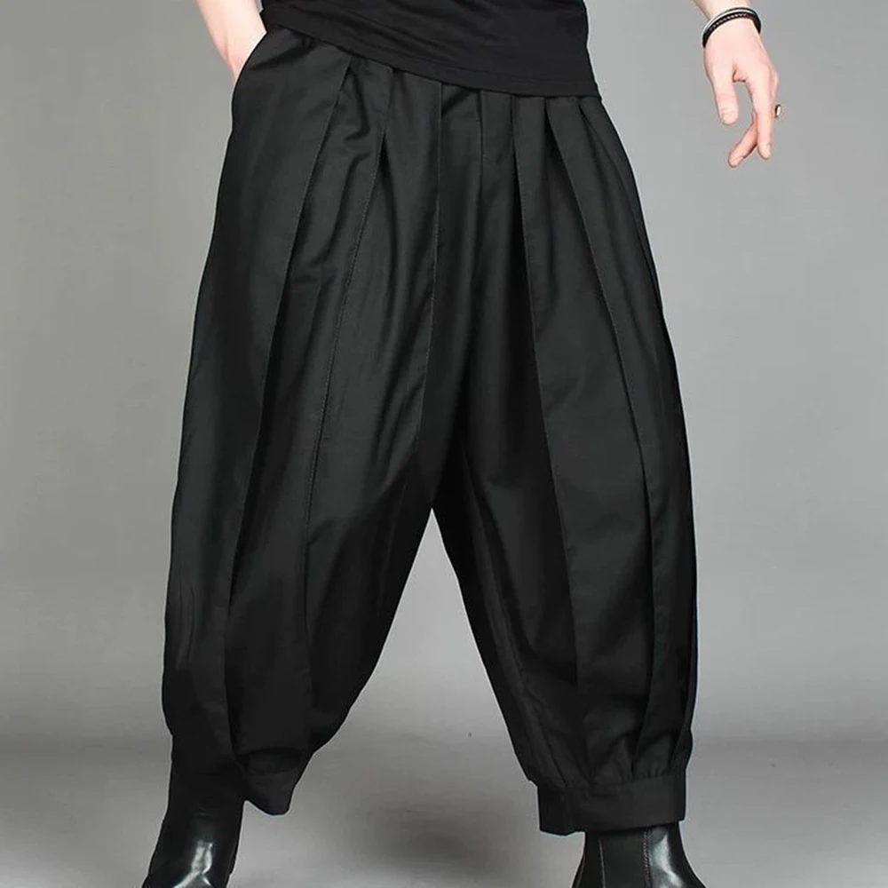 Men Spring Harem Pants Loose Dark Pleated Casual Pants Streetwear Fashion Youth Campus Tapered Leg Pants Men'S Clothing 2026 New