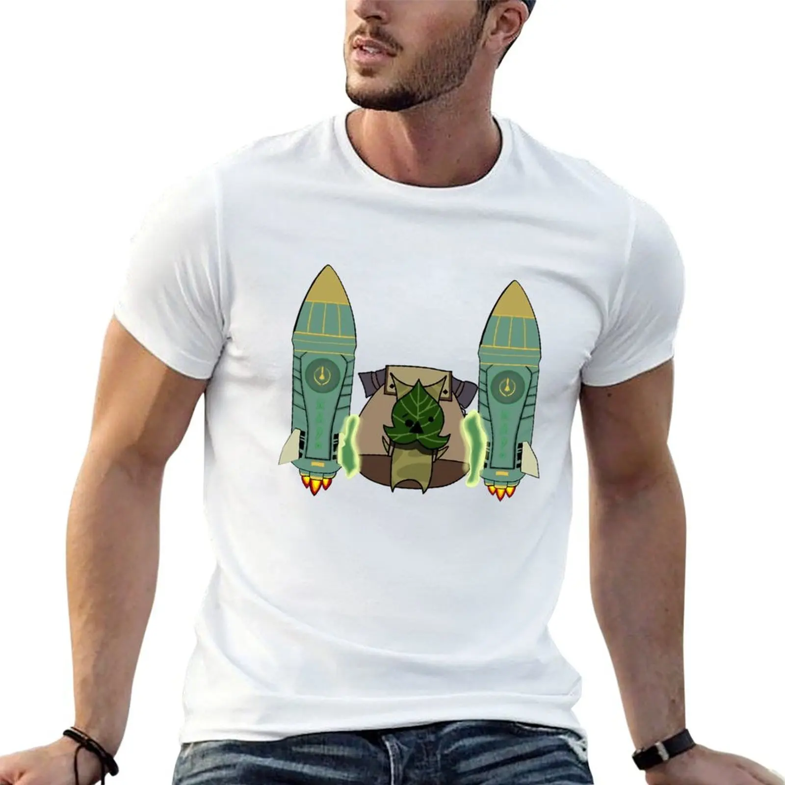 

t t rocket printed man for humor dark totk shirts tshirt shirts botw funny T-Shirt korok man