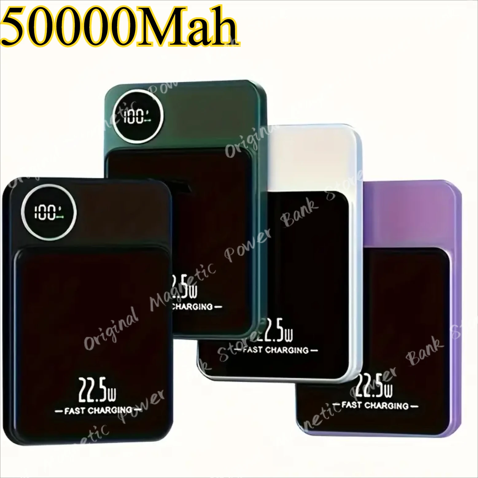 

New 50000mAh Magnetic Wireless Charger 22.5W Power Bank External Battery Fast Charging PowerBank For Android iPhone 15 16 Xiaomi