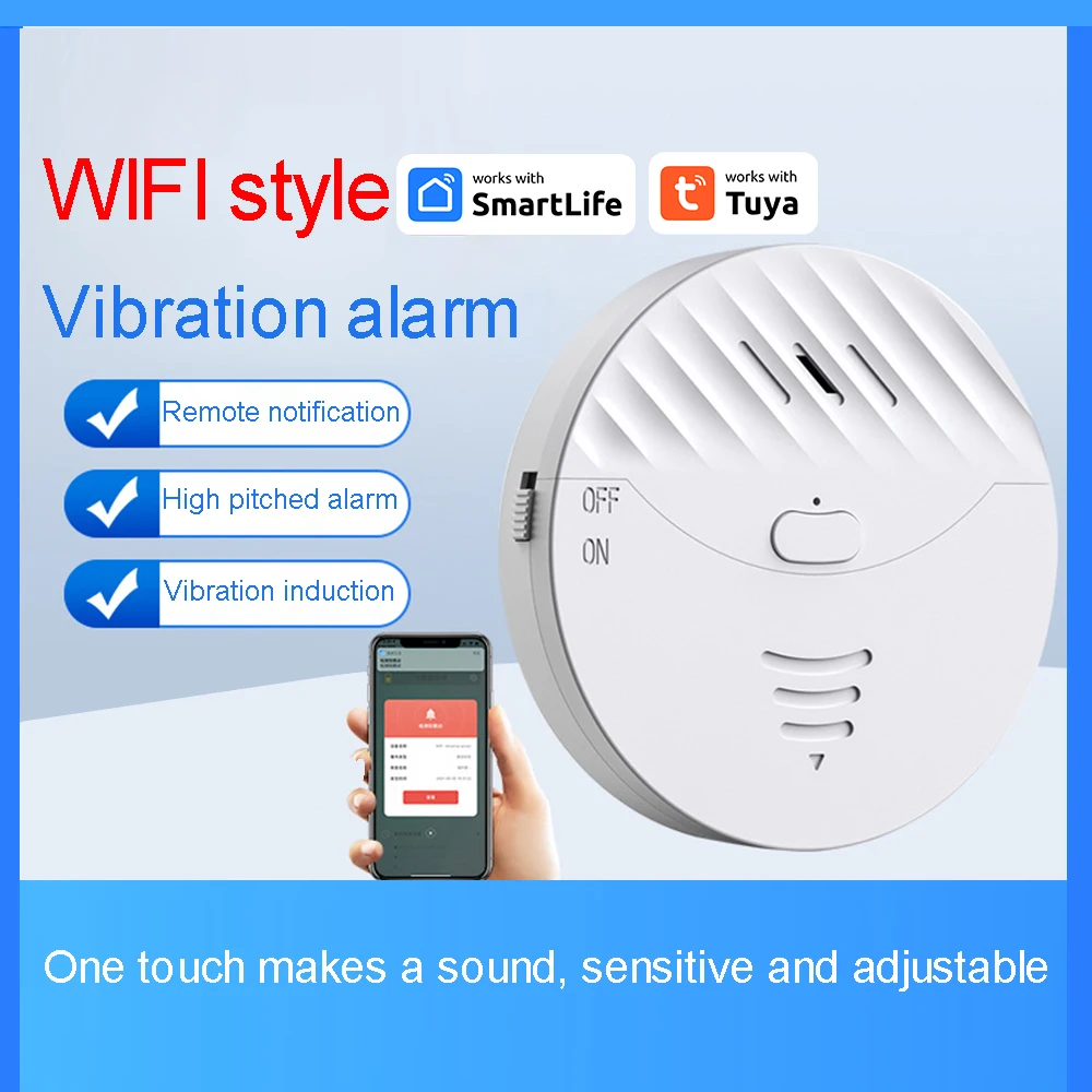 Allarme sensore porta WiFi Tuya Smart Home rilevatore di vibrazioni Wireless protezione di sicurezza rottura vetro finestra 130dB suono di allarme