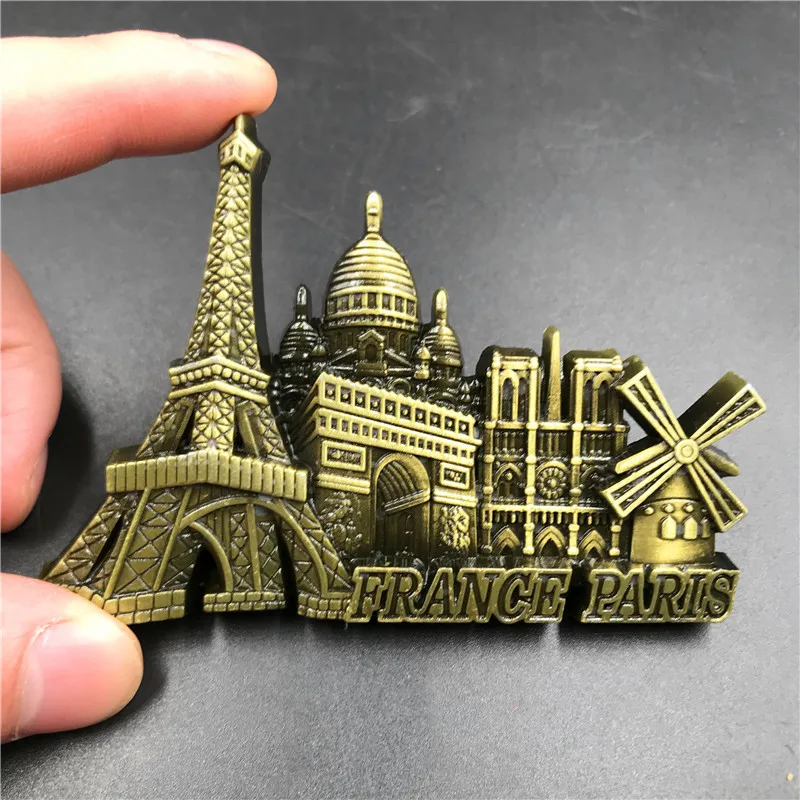 France Paris Metal 3D Cute Magnet Fridge Sticker London Vienna Russia Egypt Pyramid Dubai Fridge Magnet Decoration Home Souvenir