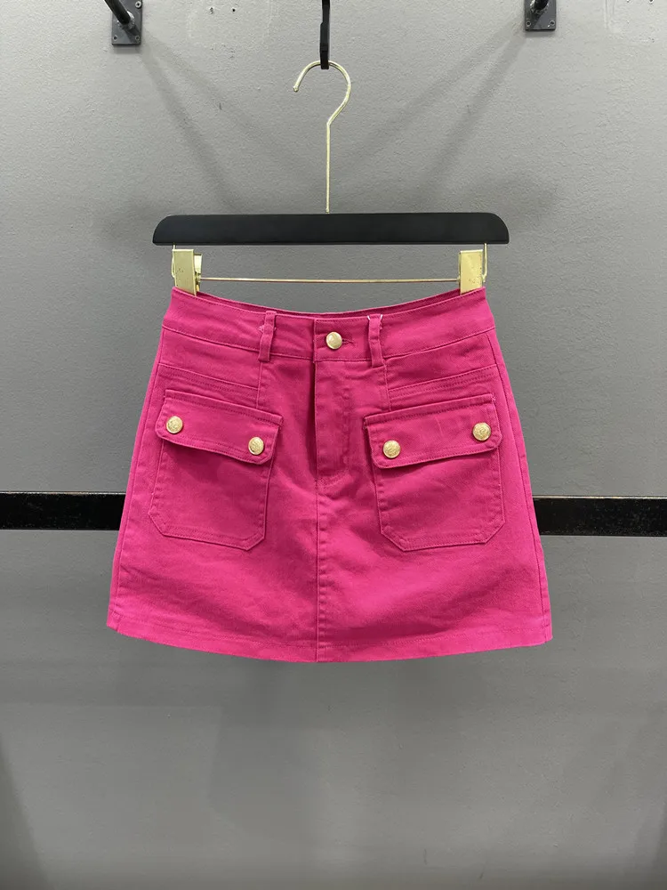 

Spicy Short Denim Skirt High Waist Slim Fit A-Line Skirt Women's Summer Workwear Anti-Light Cotton Blend Skirt
